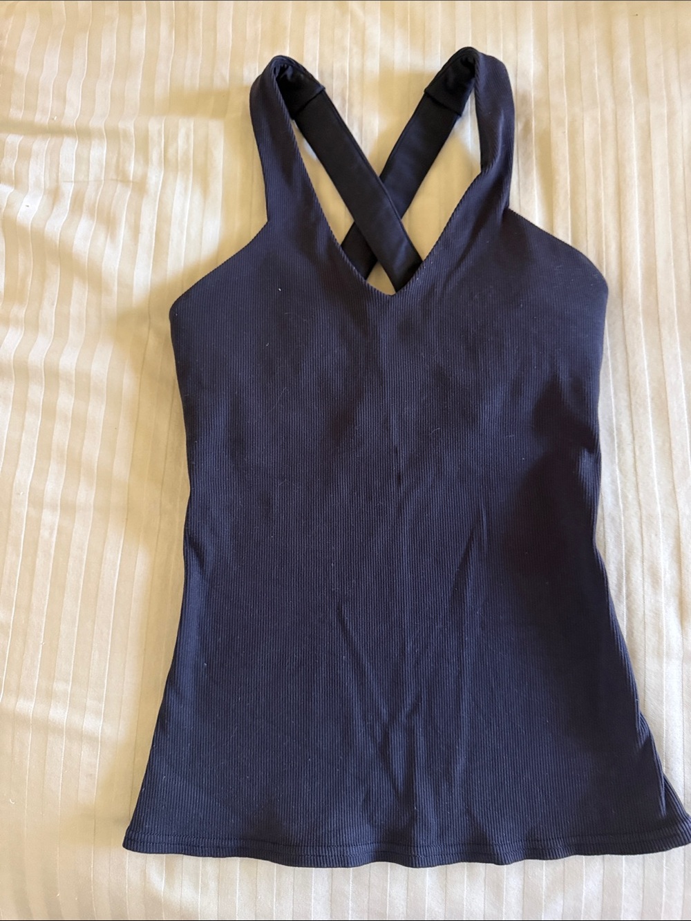 ALO Yoga Black Cross-Back Ribbed Tank